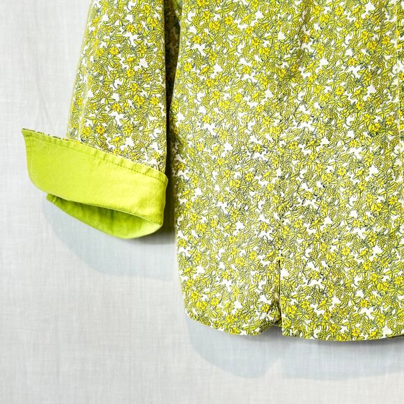 i.e.relaxed - Women's Floral Calico Button Up Shirt Sz PL Details - GREEN - Picture 3 of 13
